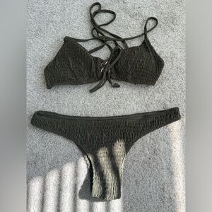 Fox Swim olive green Ribbed bikini Small